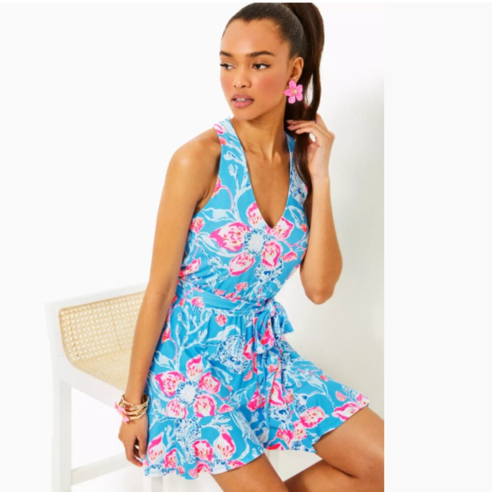 Lilly Pulitzer Camri Halter Romper in Multi Bahamian Rhapsody Size Small